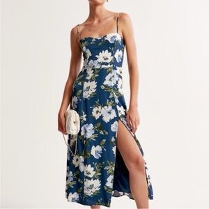 A&F Camille Midi Dress Blue Floral